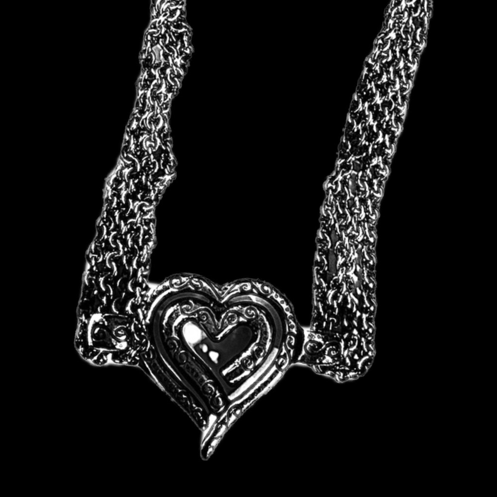 BRIGHTON 7” Silver Tone Heart Connected with Chains Bracelet